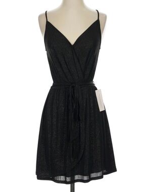 BCBGeneration Black Shimmer Wrap Mini Dress